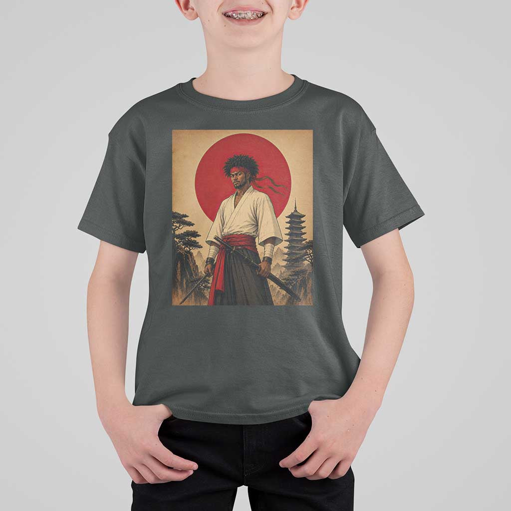 Afro American Samurai Bushido Warrior T Shirt For Kid Vintage Japanese Ukiyoe Graphic