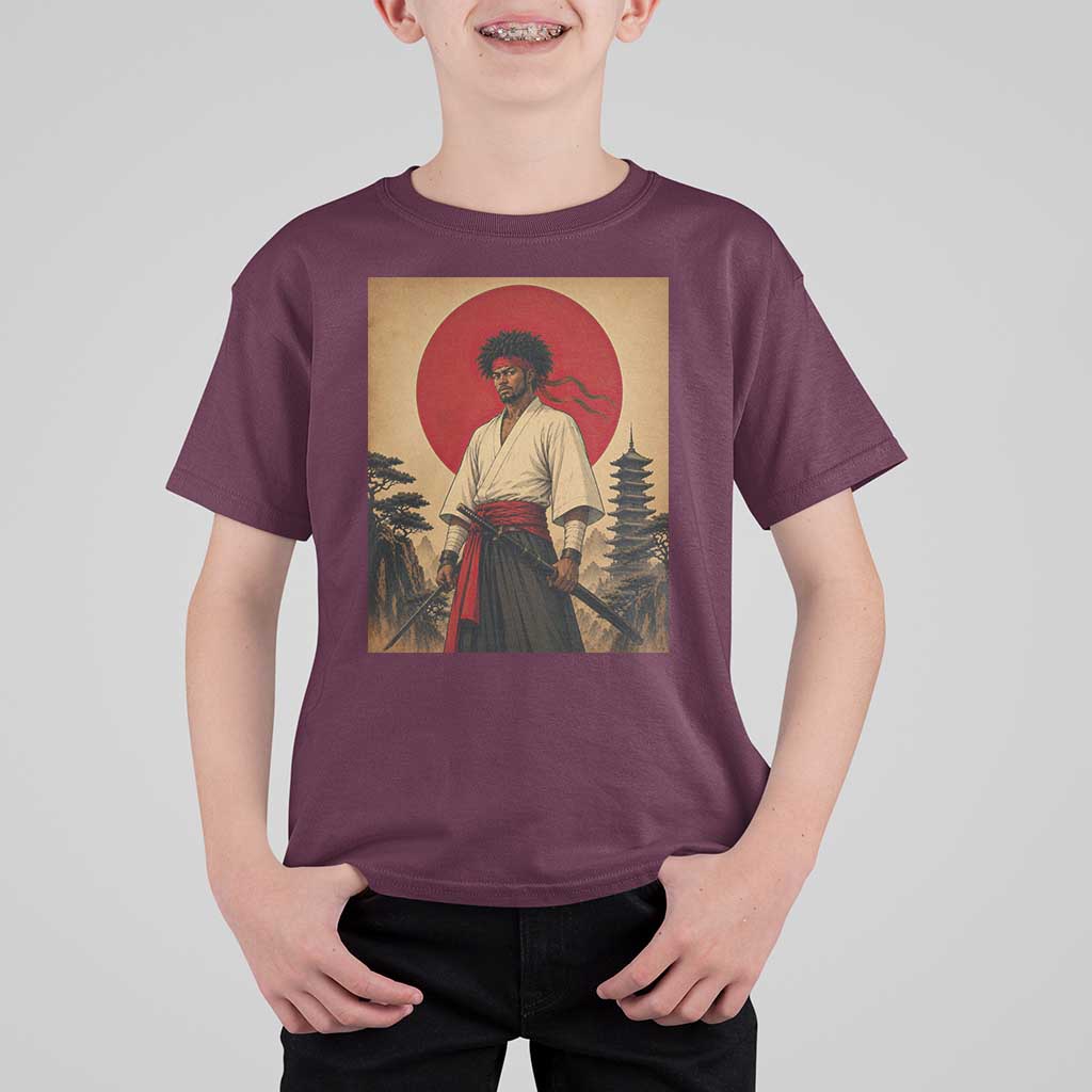 Afro American Samurai Bushido Warrior T Shirt For Kid Vintage Japanese Ukiyoe Graphic