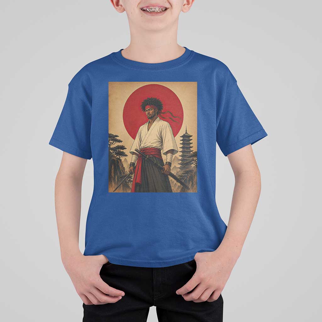 Afro American Samurai Bushido Warrior T Shirt For Kid Vintage Japanese Ukiyoe Graphic