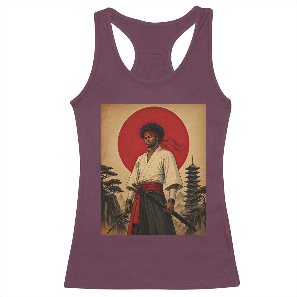 Afro American Samurai Bushido Warrior Racerback Tank Top Vintage Japanese Ukiyoe Graphic