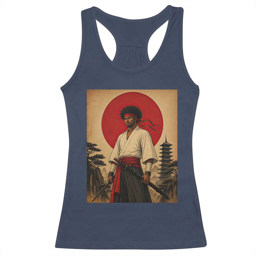 Afro American Samurai Bushido Warrior Racerback Tank Top Vintage Japanese Ukiyoe Graphic