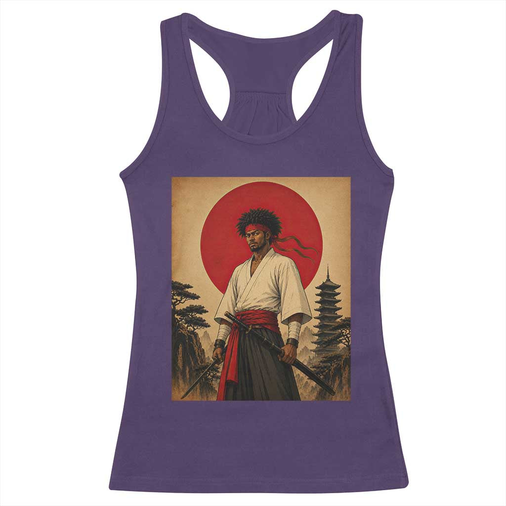 Afro American Samurai Bushido Warrior Racerback Tank Top Vintage Japanese Ukiyoe Graphic