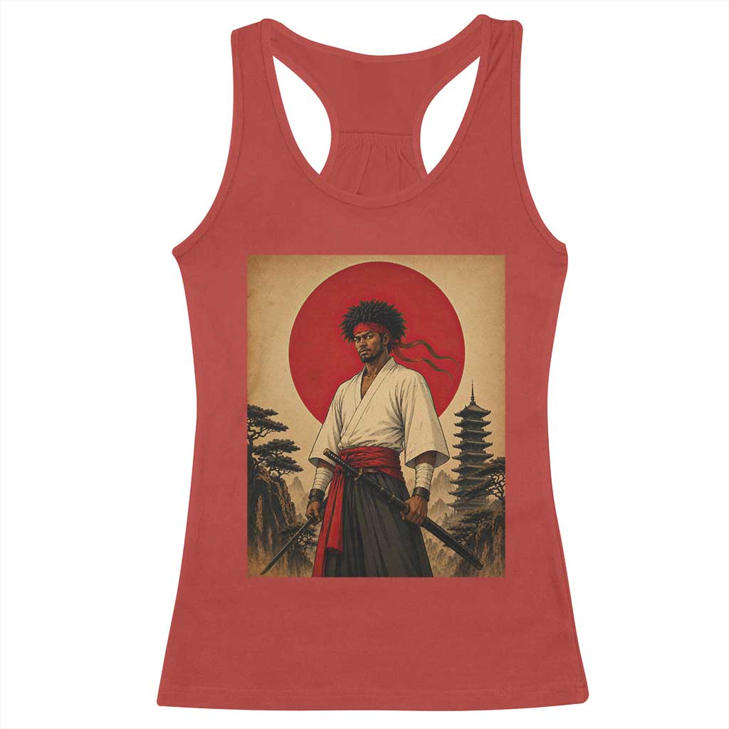 Afro American Samurai Bushido Warrior Racerback Tank Top Vintage Japanese Ukiyoe Graphic