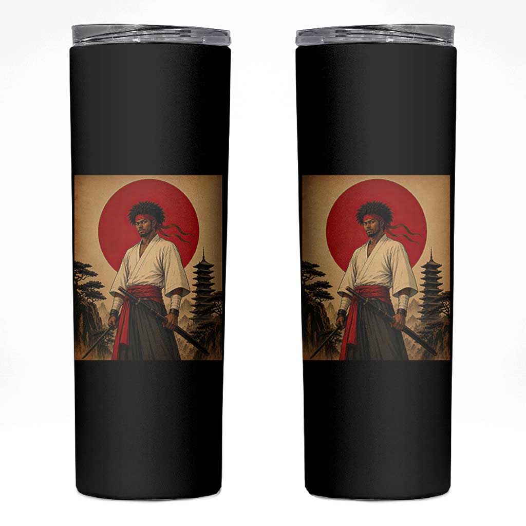 Afro American Samurai Bushido Warrior Skinny Tumbler Vintage Japanese Ukiyoe Graphic