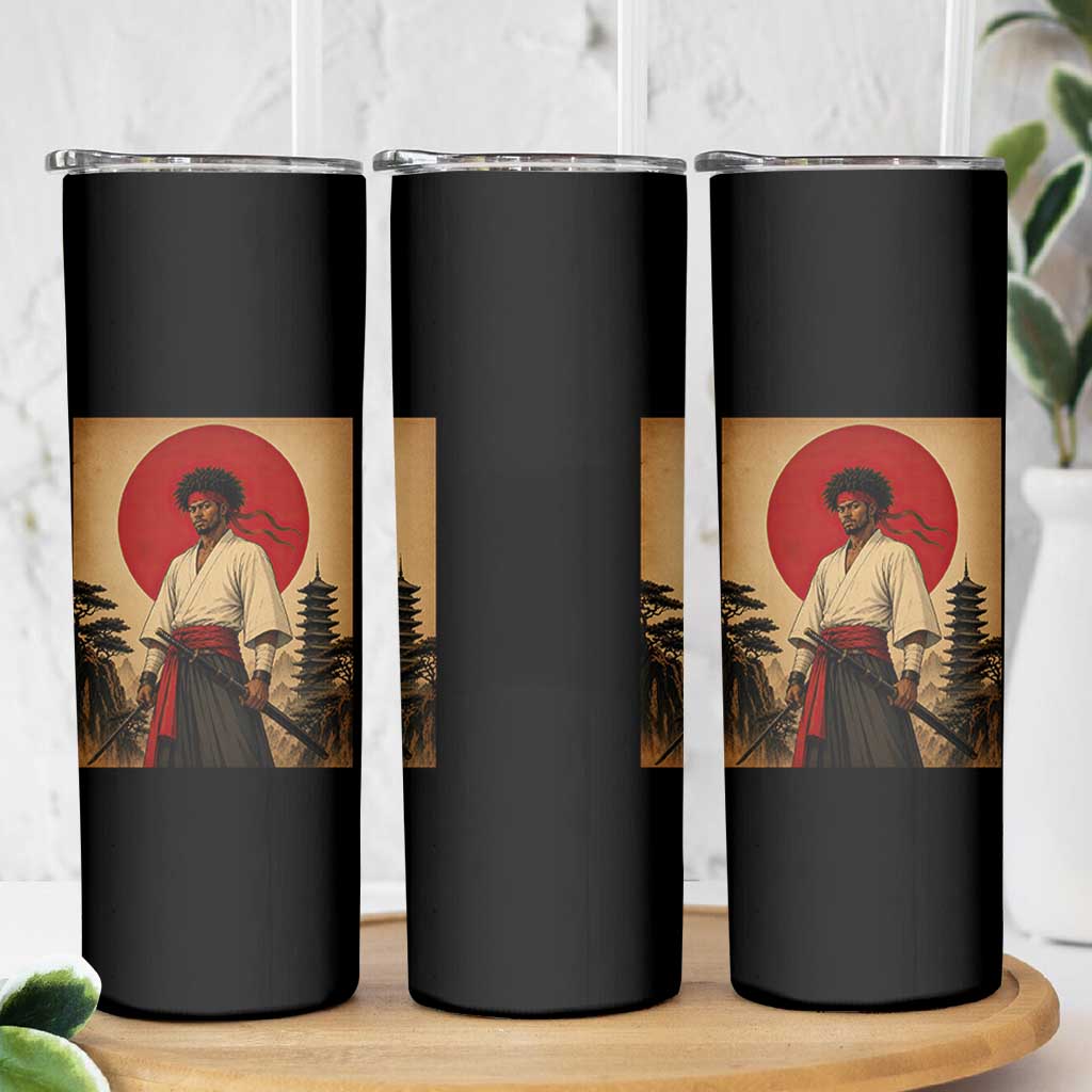Afro American Samurai Bushido Warrior Skinny Tumbler Vintage Japanese Ukiyoe Graphic