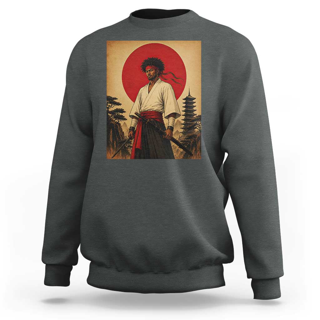 Afro American Samurai Bushido Warrior Sweatshirt Vintage Japanese Ukiyoe Graphic