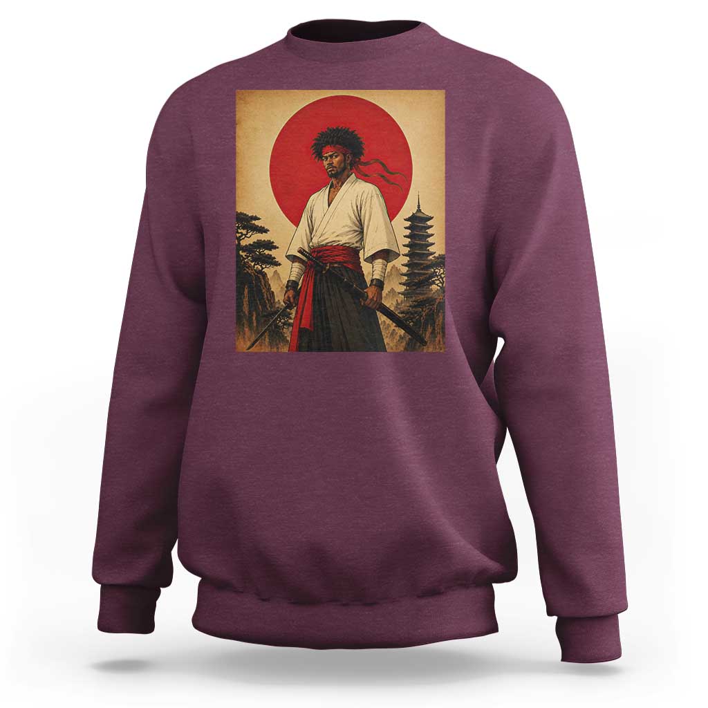 Afro American Samurai Bushido Warrior Sweatshirt Vintage Japanese Ukiyoe Graphic