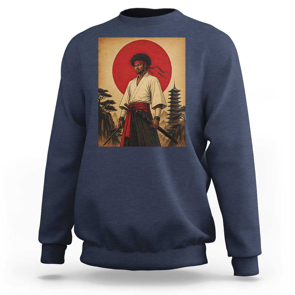 Afro American Samurai Bushido Warrior Sweatshirt Vintage Japanese Ukiyoe Graphic