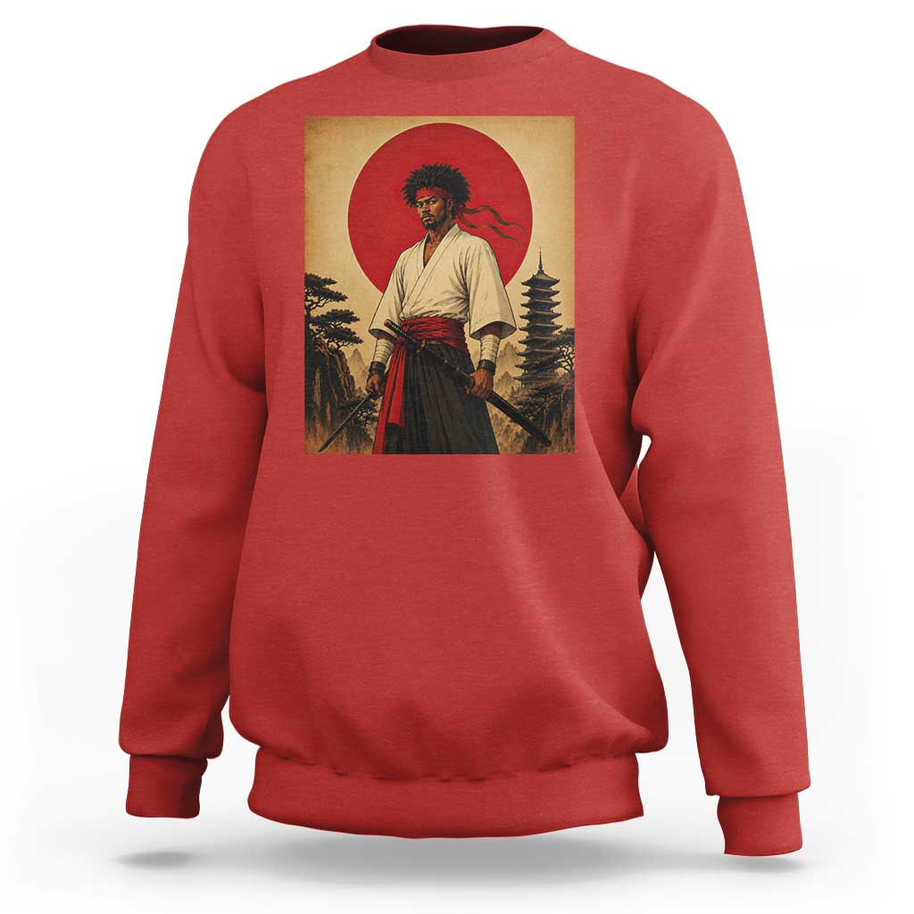 Afro American Samurai Bushido Warrior Sweatshirt Vintage Japanese Ukiyoe Graphic