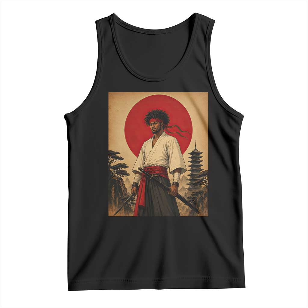 Afro American Samurai Bushido Warrior Tank Top Vintage Japanese Ukiyoe Graphic
