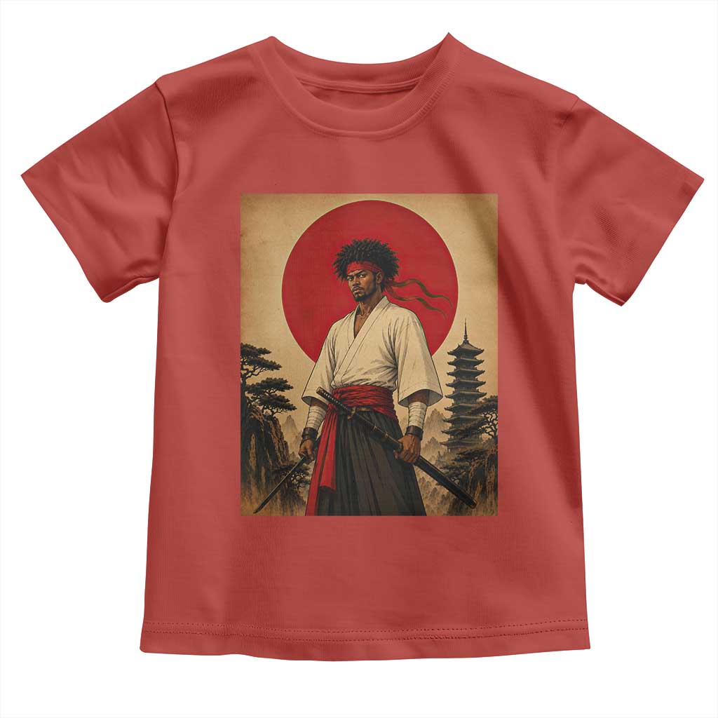 Afro American Samurai Bushido Warrior Toddler T Shirt Vintage Japanese Ukiyoe Graphic