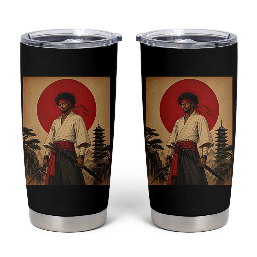 Afro American Samurai Bushido Warrior Tumbler Cup Vintage Japanese Ukiyoe Graphic