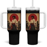 Afro American Samurai Bushido Warrior Tumbler With Handle Vintage Japanese Ukiyoe Graphic