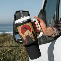 Afro American Samurai Bushido Warrior Tumbler With Handle Vintage Japanese Ukiyoe Graphic