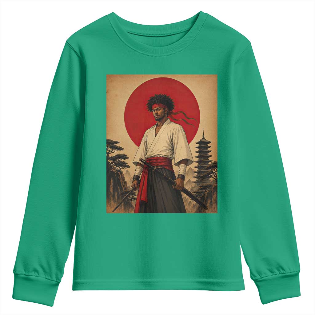 Afro American Samurai Bushido Warrior Youth Sweatshirt Vintage Japanese Ukiyoe Graphic