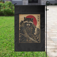 Funny Samurai Raccoon Garden Flag Vintage Japanese Ukiyoe Warrior Graphic