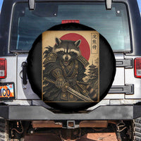 Funny Samurai Raccoon Spare Tire Cover Vintage Japanese Ukiyoe Warrior Graphic