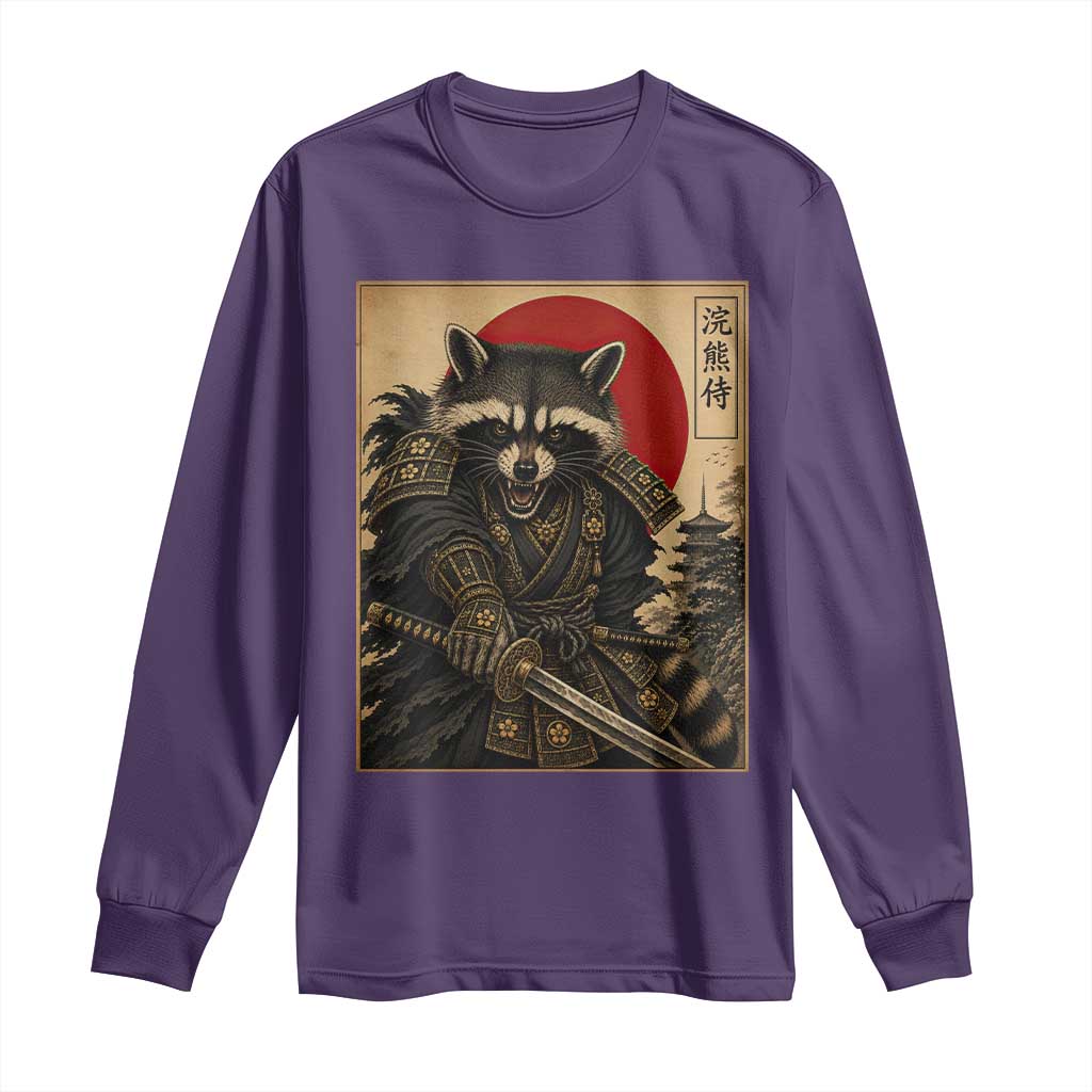 Funny Samurai Raccoon Long Sleeve Shirt Vintage Japanese Ukiyoe Warrior Graphic
