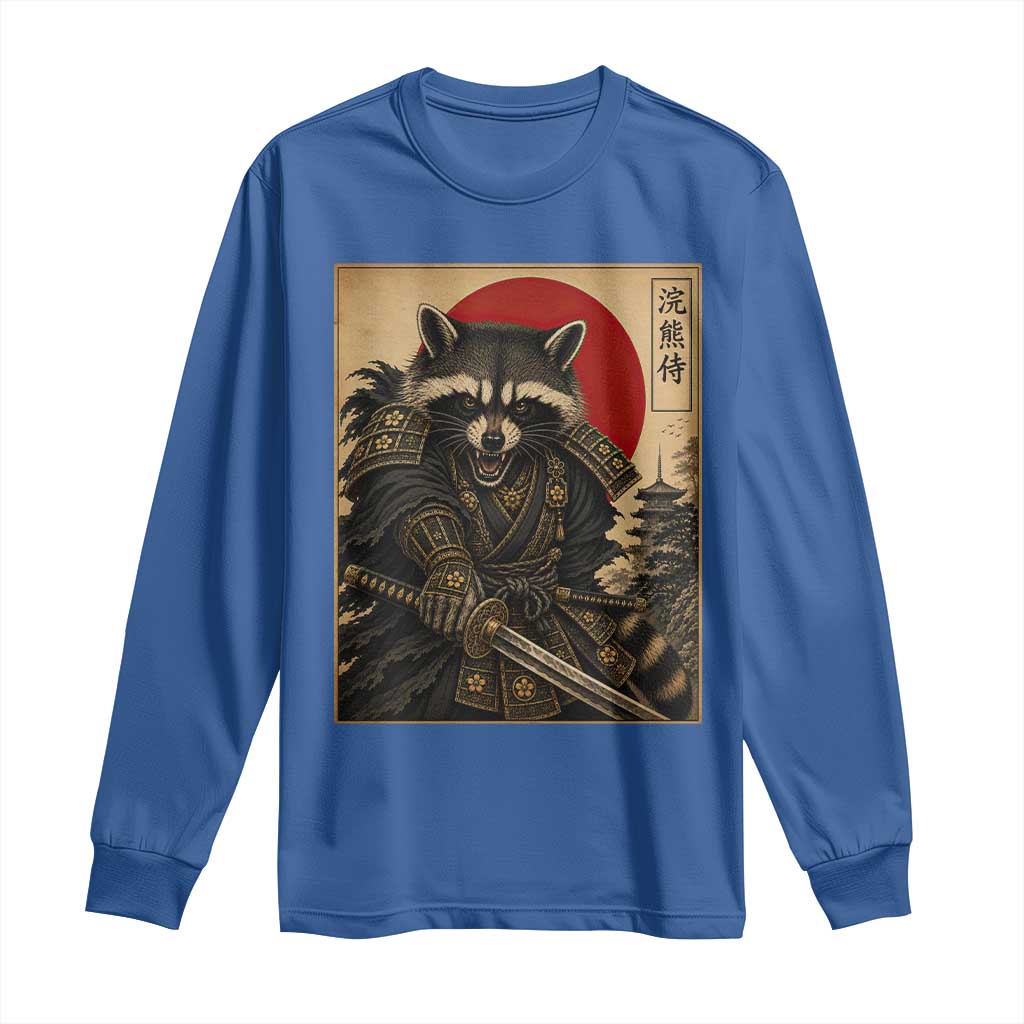 Funny Samurai Raccoon Long Sleeve Shirt Vintage Japanese Ukiyoe Warrior Graphic