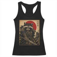Funny Samurai Raccoon Racerback Tank Top Vintage Japanese Ukiyoe Warrior Graphic