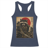 Funny Samurai Raccoon Racerback Tank Top Vintage Japanese Ukiyoe Warrior Graphic
