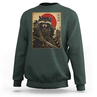 Funny Samurai Raccoon Sweatshirt Vintage Japanese Ukiyoe Warrior Graphic
