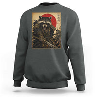 Funny Samurai Raccoon Sweatshirt Vintage Japanese Ukiyoe Warrior Graphic