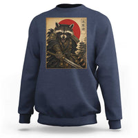 Funny Samurai Raccoon Sweatshirt Vintage Japanese Ukiyoe Warrior Graphic