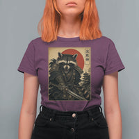 Funny Samurai Raccoon T Shirt For Women Vintage Japanese Ukiyoe Warrior Graphic