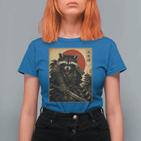 Funny Samurai Raccoon T Shirt For Women Vintage Japanese Ukiyoe Warrior Graphic