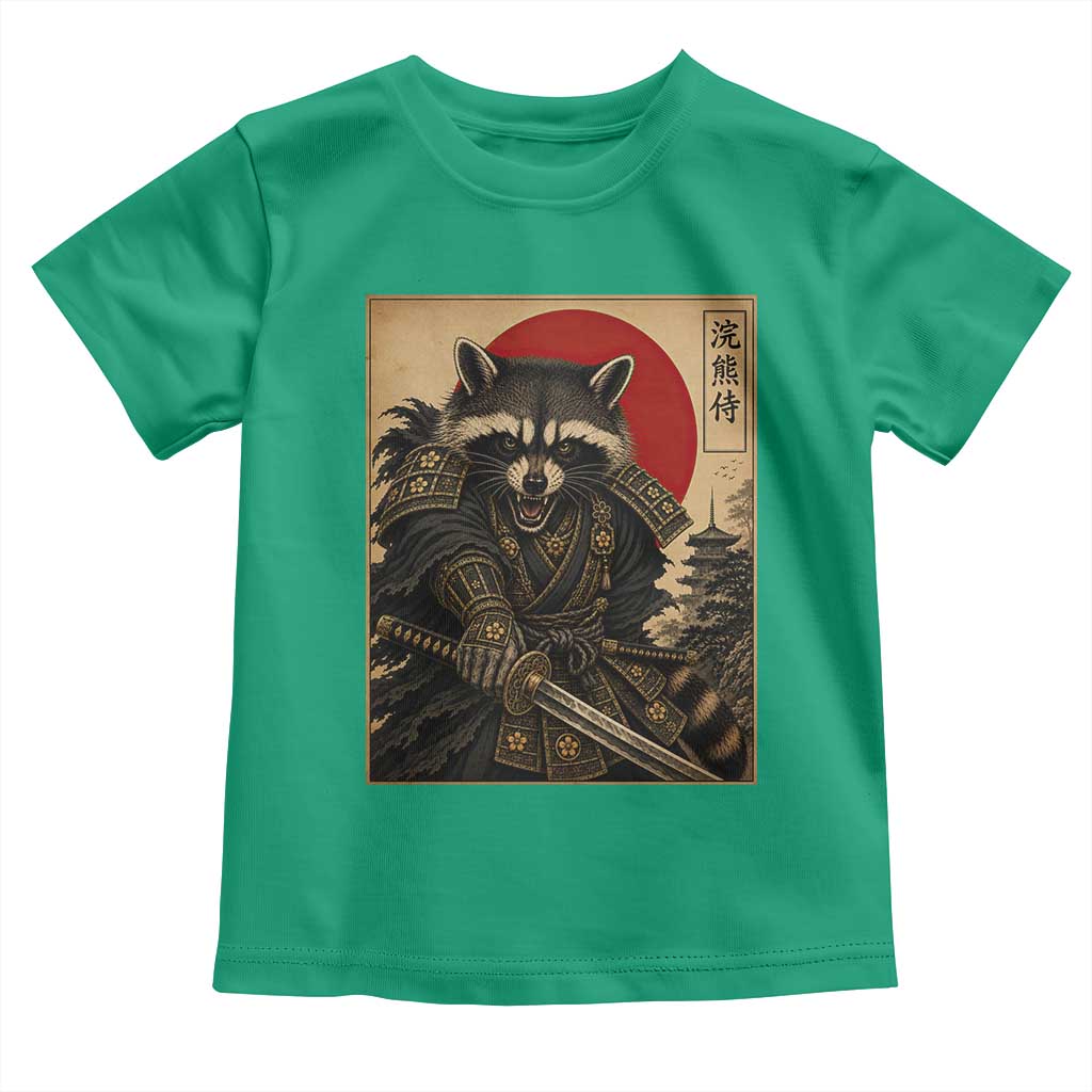 Funny Samurai Raccoon Toddler T Shirt Vintage Japanese Ukiyoe Warrior Graphic