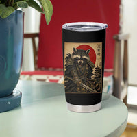 Funny Samurai Raccoon Tumbler Cup Vintage Japanese Ukiyoe Warrior Graphic