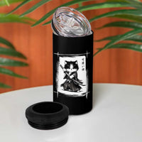 Vintage Japanese Art Samurai Cat 4 in 1 Can Cooler Tumbler Sumie Kawaii Cat Lover Gift