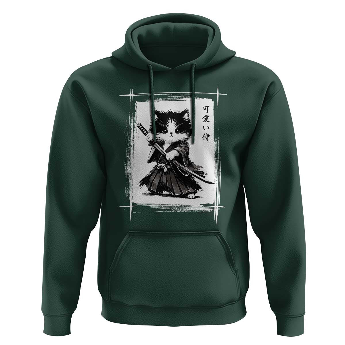 Vintage Japanese Art Samurai Cat Hoodie Sumie Kawaii Cat Lover Gift