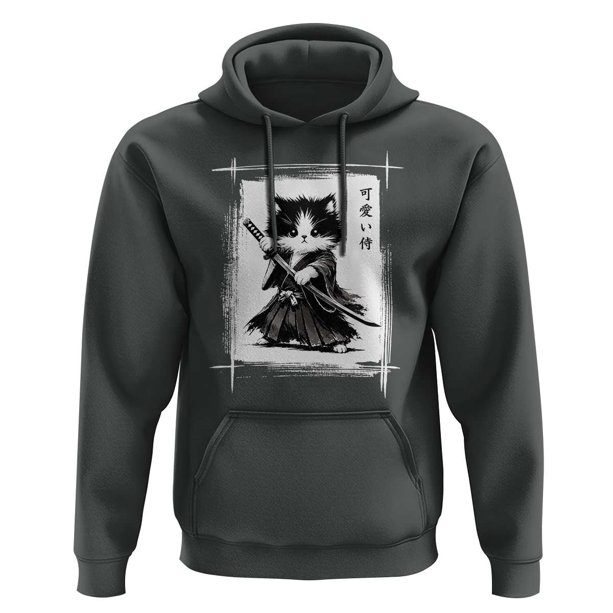 Vintage Japanese Art Samurai Cat Hoodie Sumie Kawaii Cat Lover Gift