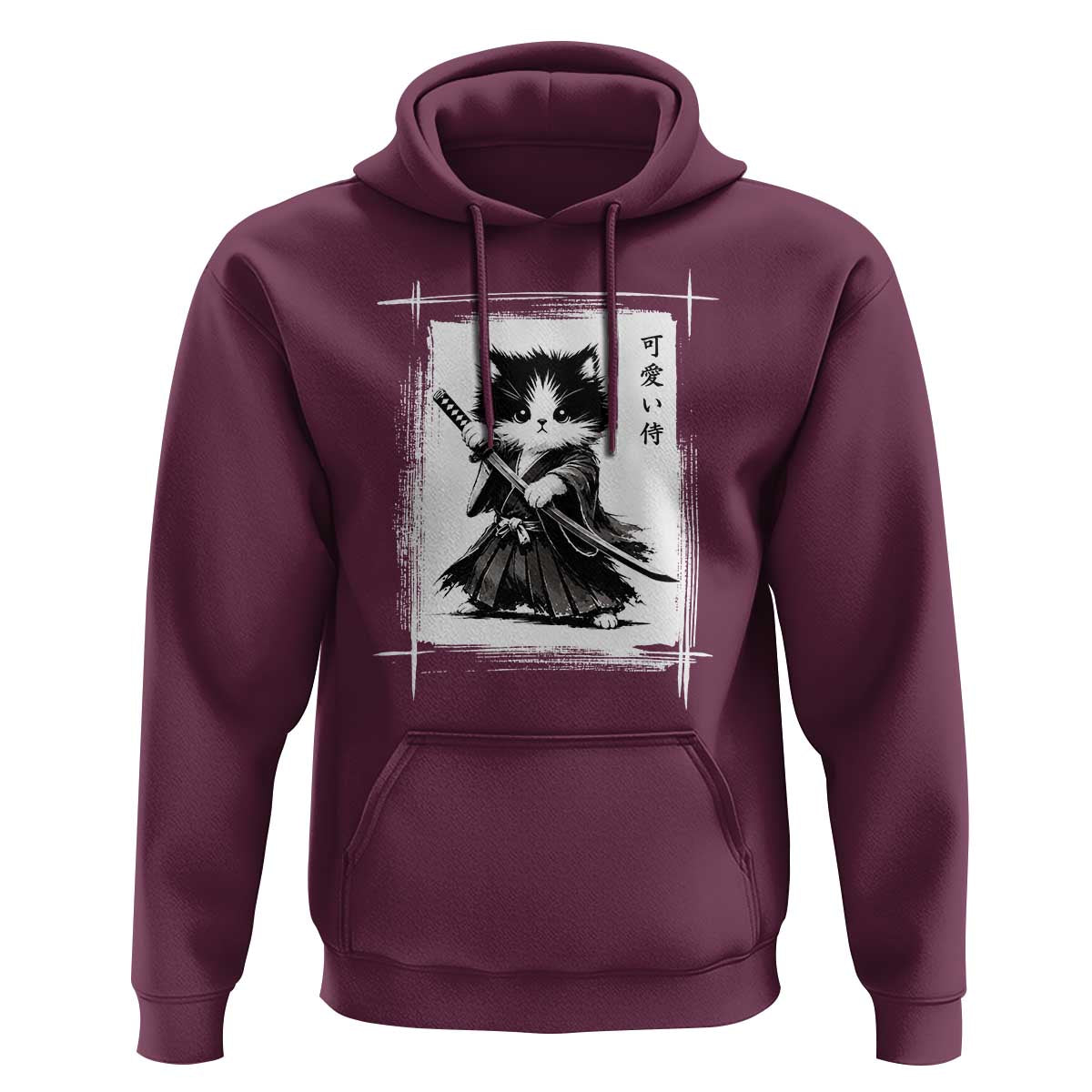 Vintage Japanese Art Samurai Cat Hoodie Sumie Kawaii Cat Lover Gift