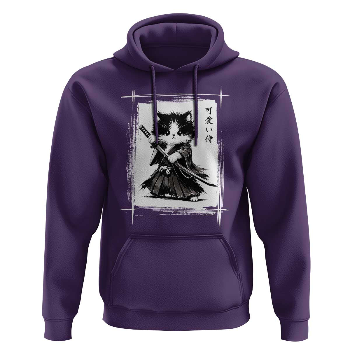 Vintage Japanese Art Samurai Cat Hoodie Sumie Kawaii Cat Lover Gift