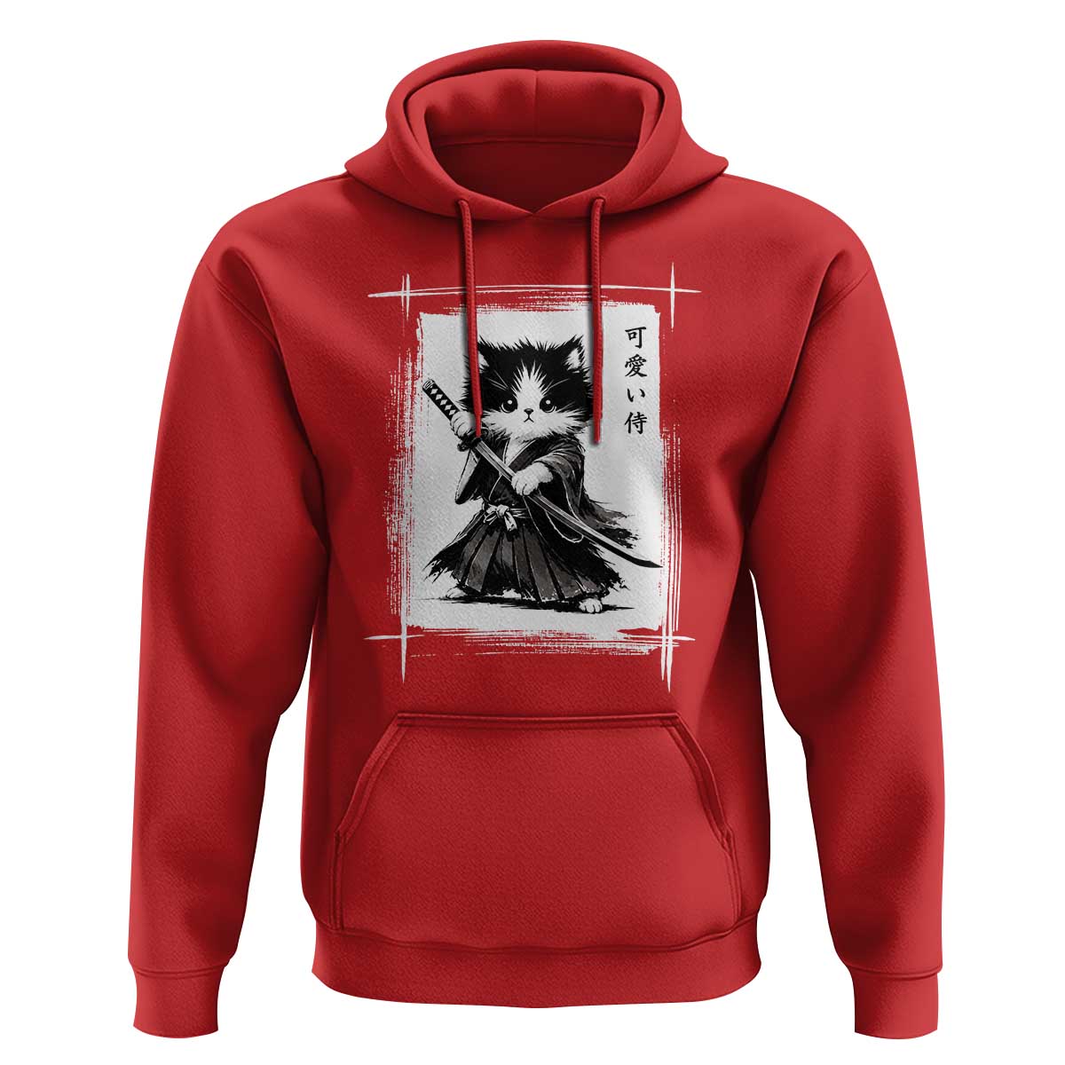 Vintage Japanese Art Samurai Cat Hoodie Sumie Kawaii Cat Lover Gift
