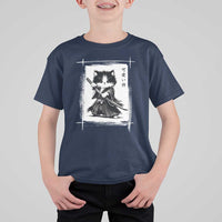 Vintage Japanese Art Samurai Cat T Shirt For Kid Sumie Kawaii Cat Lover Gift