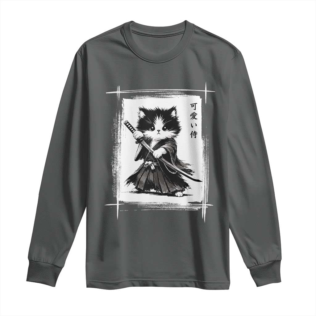 Vintage Japanese Art Samurai Cat Long Sleeve Shirt Sumie Kawaii Cat Lover Gift