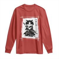 Vintage Japanese Art Samurai Cat Long Sleeve Shirt Sumie Kawaii Cat Lover Gift
