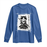 Vintage Japanese Art Samurai Cat Long Sleeve Shirt Sumie Kawaii Cat Lover Gift