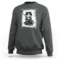 Vintage Japanese Art Samurai Cat Sweatshirt Sumie Kawaii Cat Lover Gift