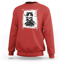 Vintage Japanese Art Samurai Cat Sweatshirt Sumie Kawaii Cat Lover Gift