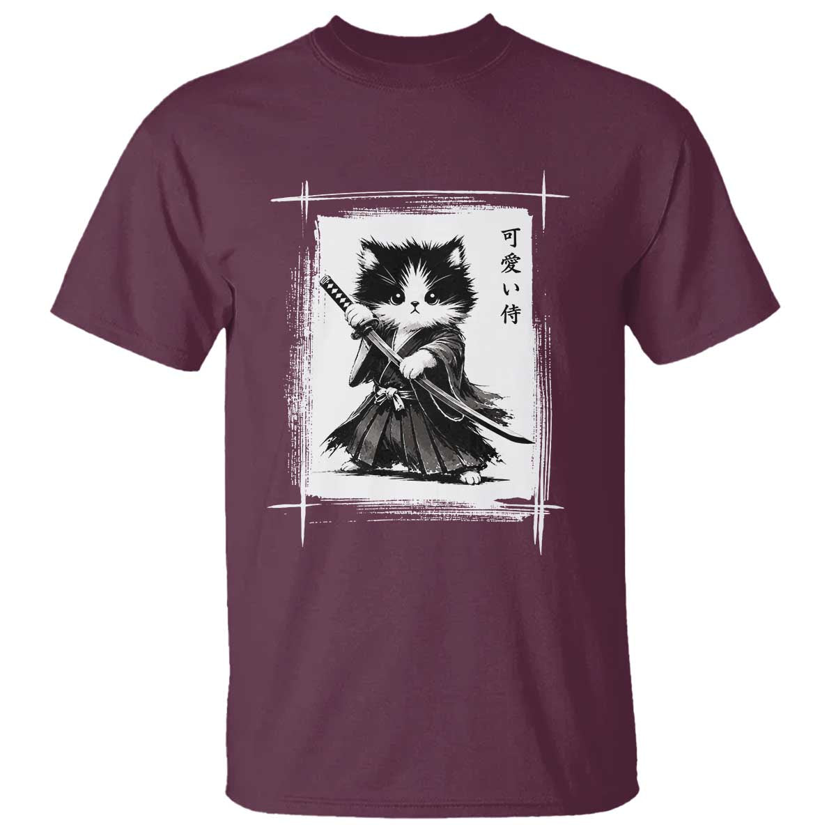 Vintage Japanese Art Samurai Cat T Shirt Sumie Kawaii Cat Lover Gift