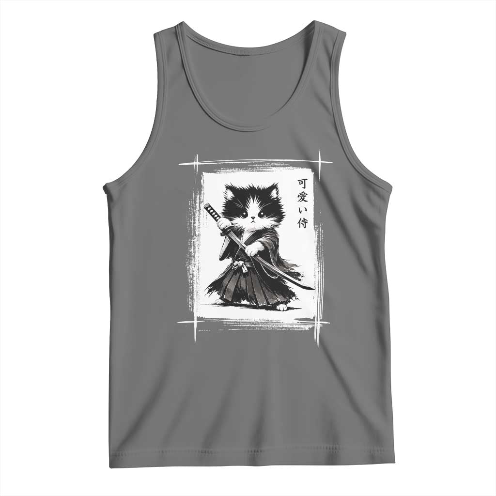 Vintage Japanese Art Samurai Cat Tank Top Sumie Kawaii Cat Lover Gift