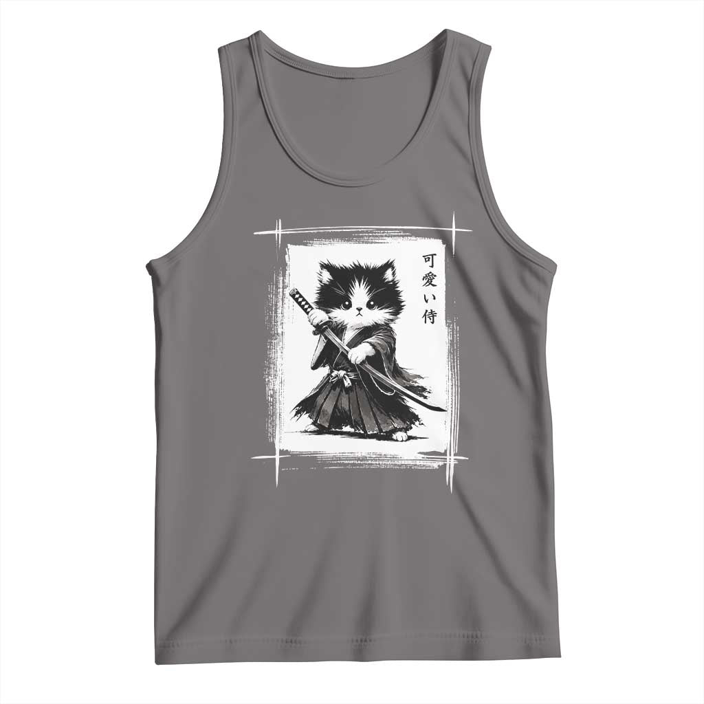 Vintage Japanese Art Samurai Cat Tank Top Sumie Kawaii Cat Lover Gift