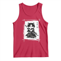 Vintage Japanese Art Samurai Cat Tank Top Sumie Kawaii Cat Lover Gift