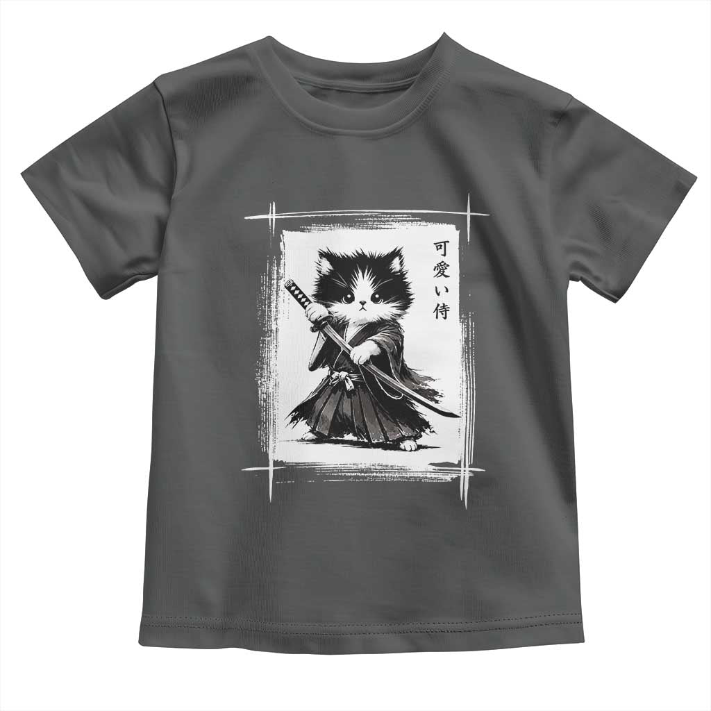Vintage Japanese Art Samurai Cat Toddler T Shirt Sumie Kawaii Cat Lover Gift