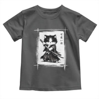 Vintage Japanese Art Samurai Cat Toddler T Shirt Sumie Kawaii Cat Lover Gift